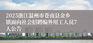 2025浙江温州市苍南县金乡镇面向社会招聘编外用工人员7人公告