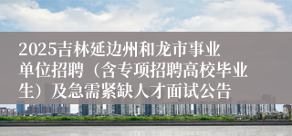 2025吉林延边州和龙市事业单位招聘（含专项招聘高校毕业生）及急需紧缺人才面试公告