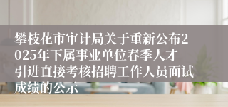 攀枝花市审计局关于重新公布2025年下属事业单位春季人才引进直接考核招聘工作人员面试成绩的公示