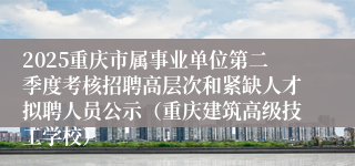 2025重庆市属事业单位第二季度考核招聘高层次和紧缺人才拟聘人员公示（重庆建筑高级技工学校）
