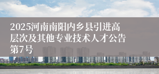 2025河南南阳内乡县引进高层次及其他专业技术人才公告 第7号