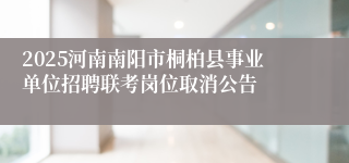2025河南南阳市桐柏县事业单位招聘联考岗位取消公告