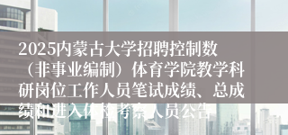 2025内蒙古大学招聘控制数（非事业编制）体育学院教学科研岗位工作人员笔试成绩、总成绩和进入体检考察人员公告