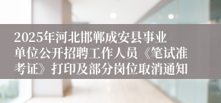 2025年河北邯郸成安县事业单位公开招聘工作人员《笔试准考证》打印及部分岗位取消通知