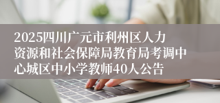 2025四川广元市利州区人力资源和社会保障局教育局考调中心城区中小学教师40人公告