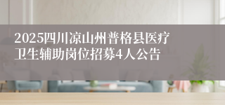 2025四川凉山州普格县医疗卫生辅助岗位招募4人公告