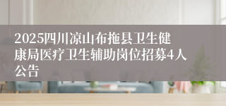 2025四川凉山布拖县卫生健康局医疗卫生辅助岗位招募4人公告
