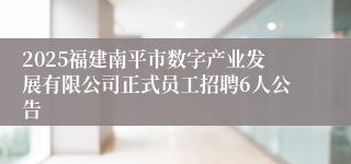2025福建南平市数字产业发展有限公司正式员工招聘6人公告