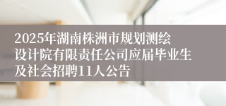 2025年湖南株洲市规划测绘设计院有限责任公司应届毕业生及社会招聘11人公告