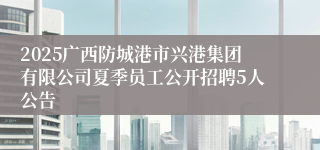 2025广西防城港市兴港集团有限公司夏季员工公开招聘5人公告