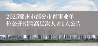 2025锦州市部分市直事业单位公开招聘高层次人才1人公告