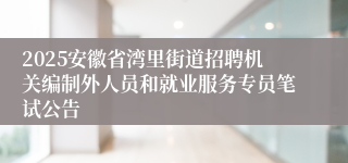 2025安徽省湾里街道招聘机关编制外人员和就业服务专员笔试公告