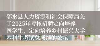 邻水县人力资源和社会保障局关于2025年考核招聘定向培养医学生、定向培养乡村振兴大学本科生考试总成绩的公示