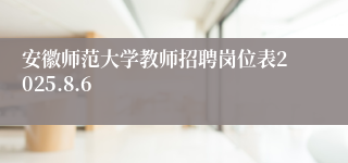 安徽师范大学教师招聘岗位表2025.8.6