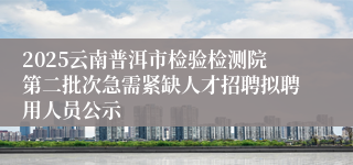 2025云南普洱市检验检测院第二批次急需紧缺人才招聘拟聘用人员公示