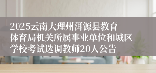 2025云南大理州洱源县教育体育局机关所属事业单位和城区学校考试选调教师20人公告