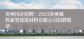 贵州国企招聘：2025贵州城辉新型建筑材料有限公司招聘简章