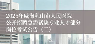 2025年威海乳山市人民医院公开招聘急需紧缺专业人才部分岗位考试公告（三）