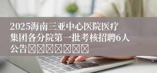 2025海南三亚中心医院医疗集团各分院第一批考核招聘6人公告							