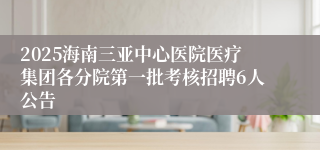 2025海南三亚中心医院医疗集团各分院第一批考核招聘6人公告