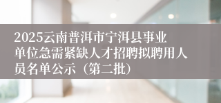 2025云南普洱市宁洱县事业单位急需紧缺人才招聘拟聘用人员名单公示（第二批）