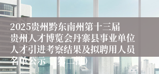 2025贵州黔东南州第十三届贵州人才博览会丹寨县事业单位人才引进考察结果及拟聘用人员名单公示 （第二批）
