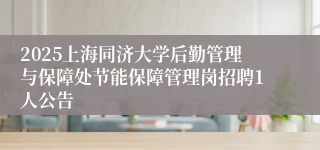 2025上海同济大学后勤管理与保障处节能保障管理岗招聘1人公告