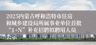 2025内蒙古呼和浩特市住房和城乡建设局所属事业单位首批“1+N”补充招聘拟聘用人员公示