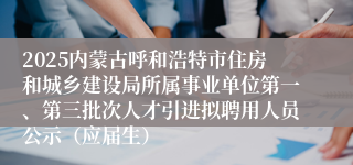 2025内蒙古呼和浩特市住房和城乡建设局所属事业单位第一、第三批次人才引进拟聘用人员公示（应届生）