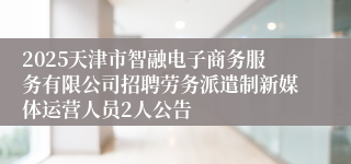 2025天津市智融电子商务服务有限公司招聘劳务派遣制新媒体运营人员2人公告