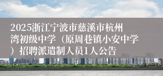 2025浙江宁波市慈溪市杭州湾初级中学（原周巷镇小安中学）招聘派遣制人员1人公告