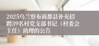 2025乌兰察布商都县补充招聘39名村党支部书记（村委会主任）助理的公告