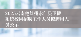 2025云南楚雄州永仁县卫健系统校园招聘工作人员拟聘用人员公示