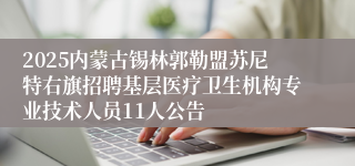 2025内蒙古锡林郭勒盟苏尼特右旗招聘基层医疗卫生机构专业技术人员11人公告