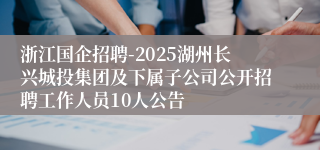 浙江国企招聘-2025湖州长兴城投集团及下属子公司公开招聘工作人员10人公告