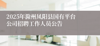 2025年滁州凤阳县国有平台公司招聘工作人员公告