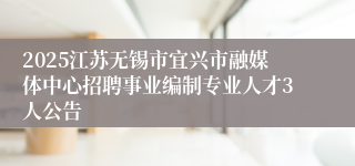 2025江苏无锡市宜兴市融媒体中心招聘事业编制专业人才3人公告