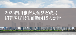 2025四川雅安天全县财政局招募医疗卫生辅助岗15人公告