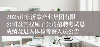 2025山东沂蒙产业集团有限公司及其权属子公司招聘考试总成绩及进入体检考察人员公告