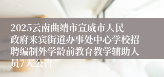 2025云南曲靖市宣威市人民政府来宾街道办事处中心学校招聘编制外学龄前教育教学辅助人员7人公告