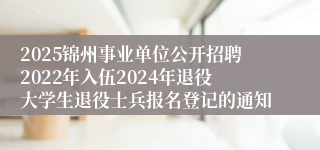 2025锦州事业单位公开招聘2022年入伍2024年退役大学生退役士兵报名登记的通知