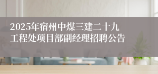 2025年宿州中煤三建二十九工程处项目部副经理招聘公告