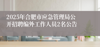 2025年合肥市应急管理局公开招聘编外工作人员2名公告