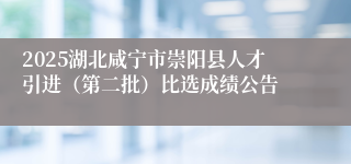 2025湖北咸宁市崇阳县人才引进（第二批）比选成绩公告