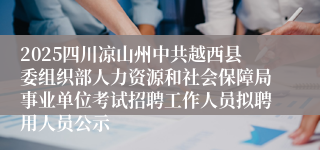2025四川凉山州中共越西县委组织部人力资源和社会保障局事业单位考试招聘工作人员拟聘用人员公示