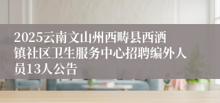 2025云南文山州西畴县西洒镇社区卫生服务中心招聘编外人员13人公告