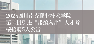 2025四川南充职业技术学院第二批引进“带编入企”人才考核招聘5人公告