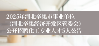 2025年河北辛集市事业单位（河北辛集经济开发区管委会）公开招聘化工专业人才5人公告