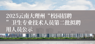 2025云南大理州“校园招聘”卫生专业技术人员第二批拟聘用人员公示
