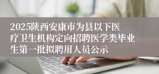 2025陕西安康市为县以下医疗卫生机构定向招聘医学类毕业生第一批拟聘用人员公示